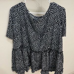 Shein Dalmatian Print Ruffle Top